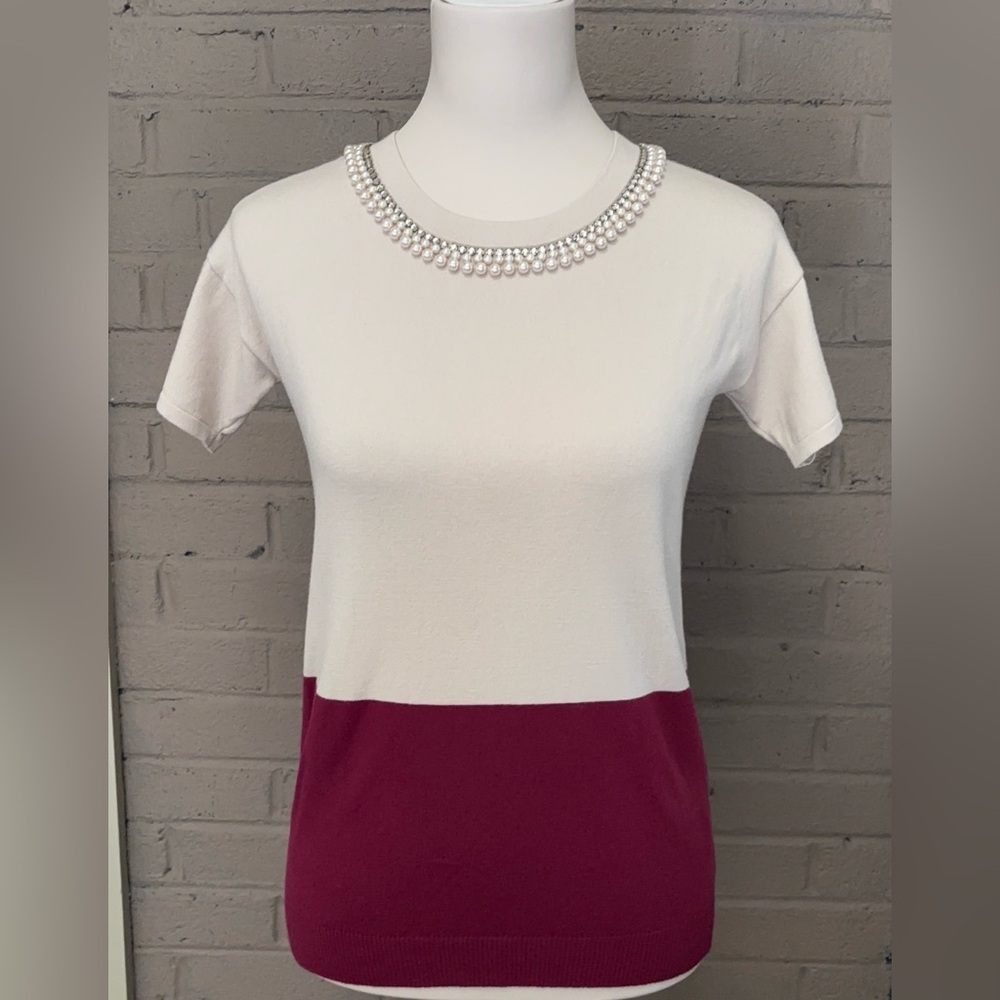 MaxMara Weekend 2 tone knit jewel neckline top S